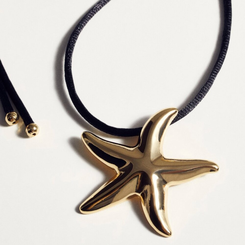 Mango | Gold Starfish Cord Pendant Necklace | NWOT - Picture 5 of 6